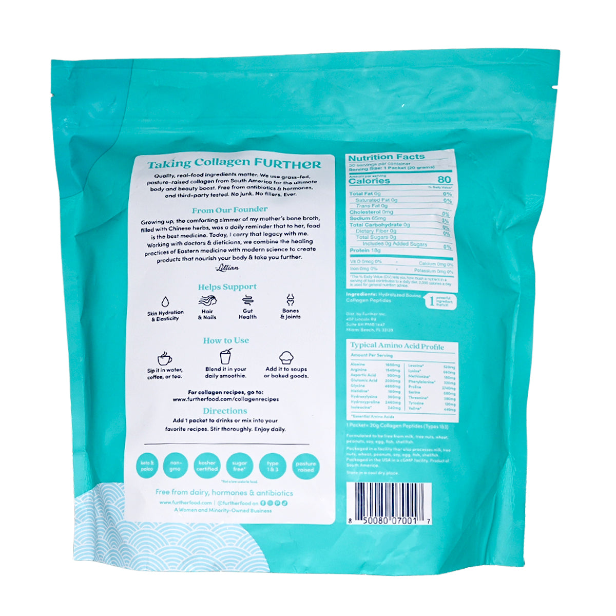 FURTHER FOOD – 無味膠原蛋白肽粉 20g x 30小包(600g)BBF:29年1月底 (平行進口) (70017)