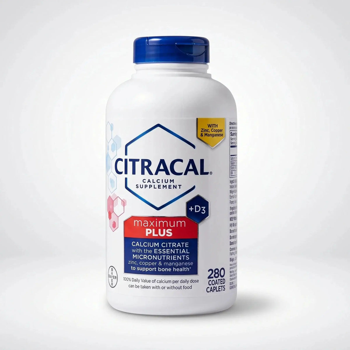 Citracal Calcium Citrate Maximum Plus supplement with D3, Zinc, Copper & Manganese, 280 caplets