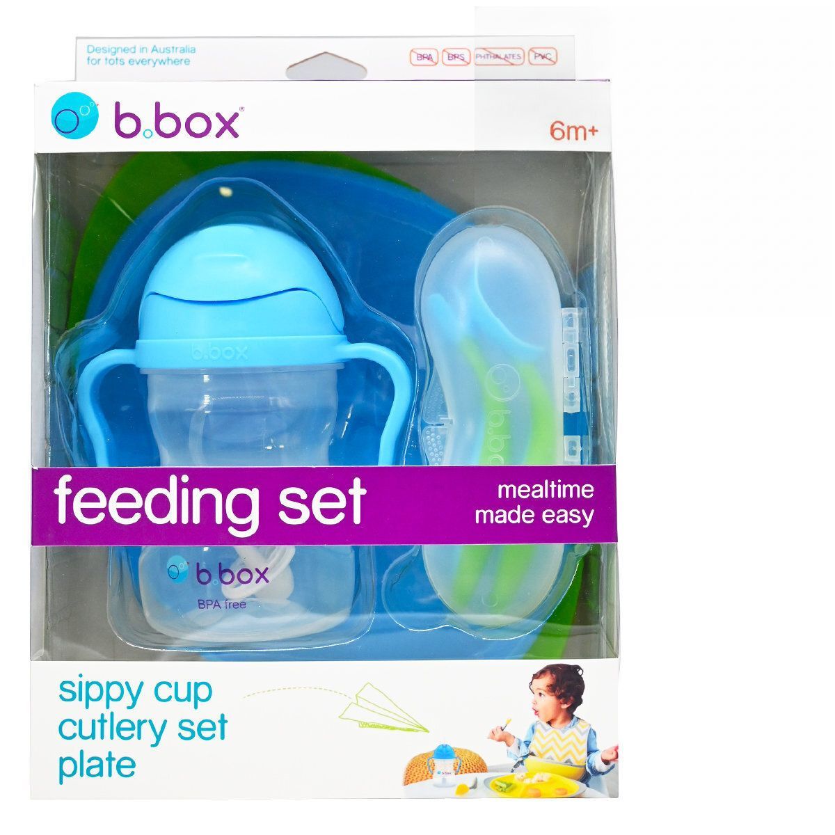B.Box 杯.碟.餐具3件套裝(藍色) [ 貨品] Children's Bowls & Plates Children's Cutleries Sets 圖1