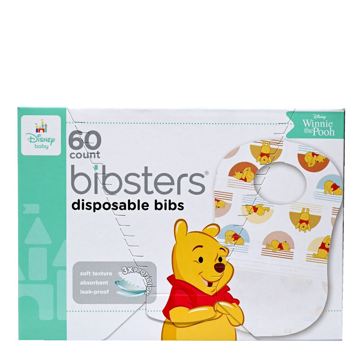 Other Brands Disney Baby Bibsters - 小熊維尼一次性口水肩 (60片) Bib Bib 圖1