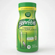 Benefiber Prebiotic Fiber Supplement powder container, sugar-free and taste-free