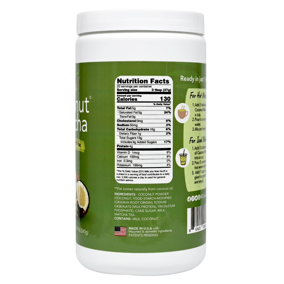 Other Brands CA café - 椰子抹茶 540g Instant Milk Tea Powder Drinks Coffee Powder/ Beans & Milk Tea Powder 圖2