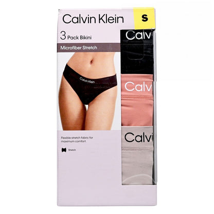 Calvin Klein 女士3件套裝比基尼內褲 [1 套] S 碼 [超細纖維彈性布料] Lingerie 圖1