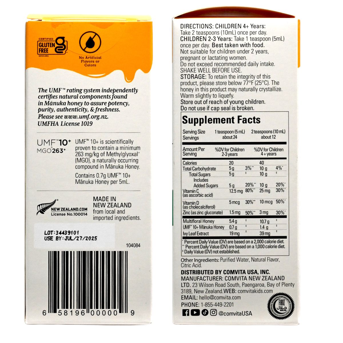 Comvita 兒童麥蘆卡UMF™ 10+日間安睡止咳蜜糖露 118ml - - 綠 Honey Kids Health 圖4