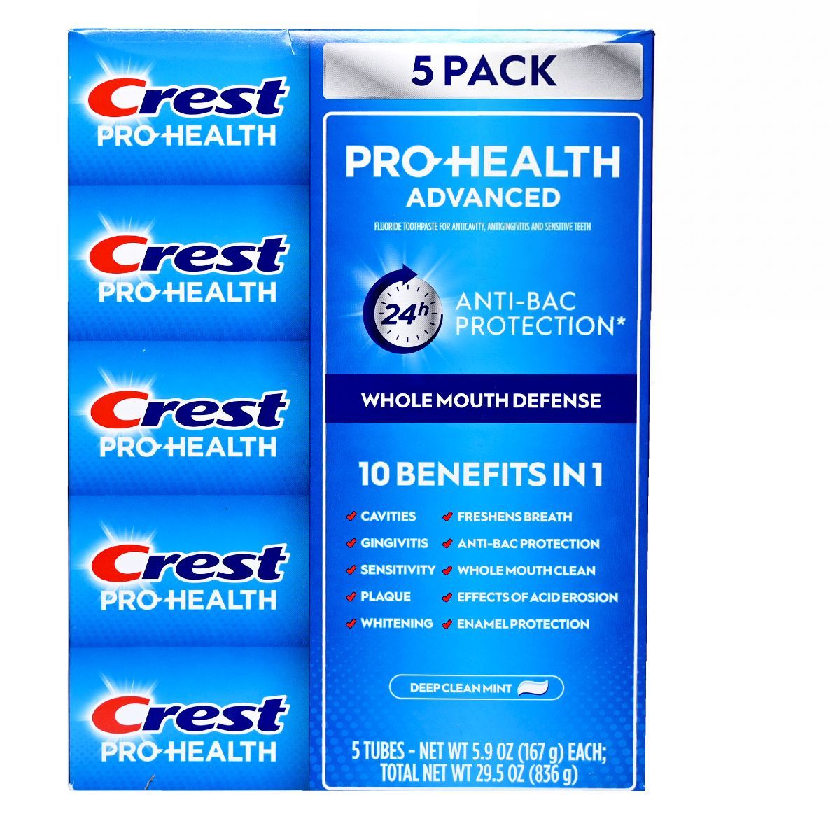 Crest 全方位口腔保護牙膏 167g x 5支 (超值裝) Toothpaste Whitening 圖1