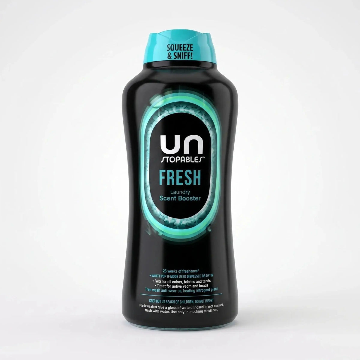 Unstopables Fresh Laundry Scent Booster bottle with blue cap on a white background