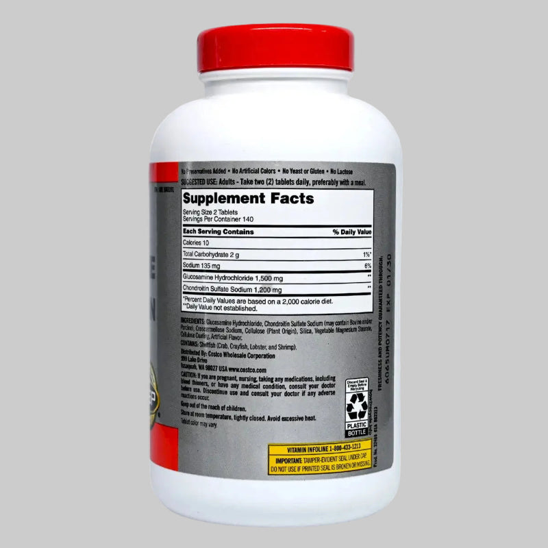 Kirkland Signature - (升級配方) 氨基葡萄糖 1500mg + 軟骨素 1200mg 關節健康補充劑 (280粒) Kirkland Signature