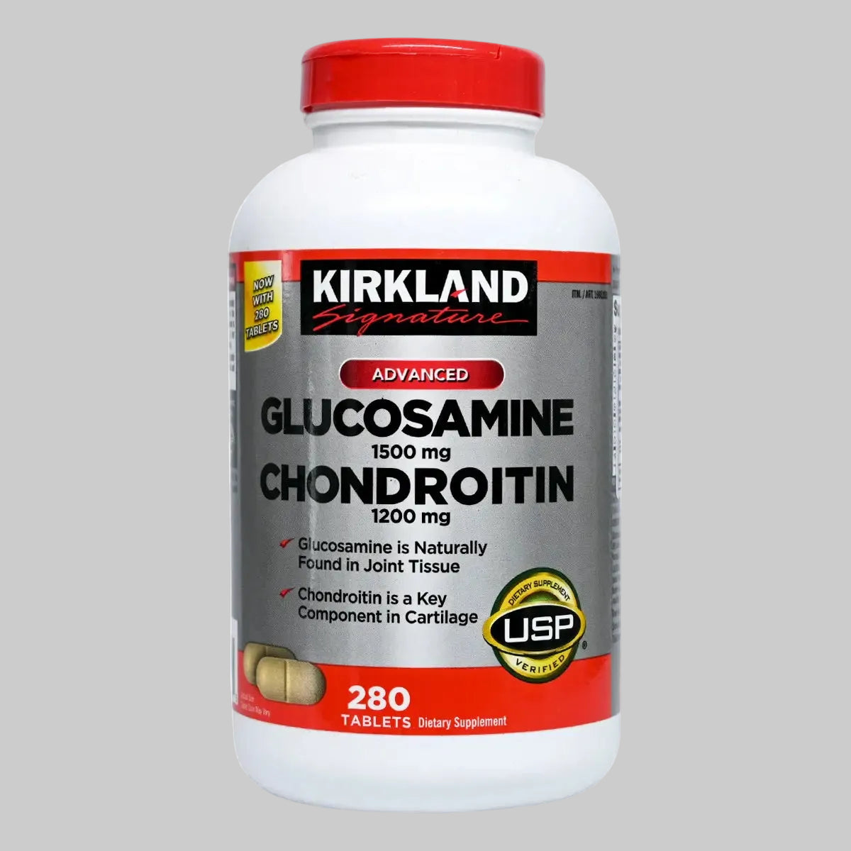 Kirkland Signature - (升級配方) 氨基葡萄糖 1500mg + 軟骨素 1200mg 關節健康補充劑 (280粒) Kirkland Signature