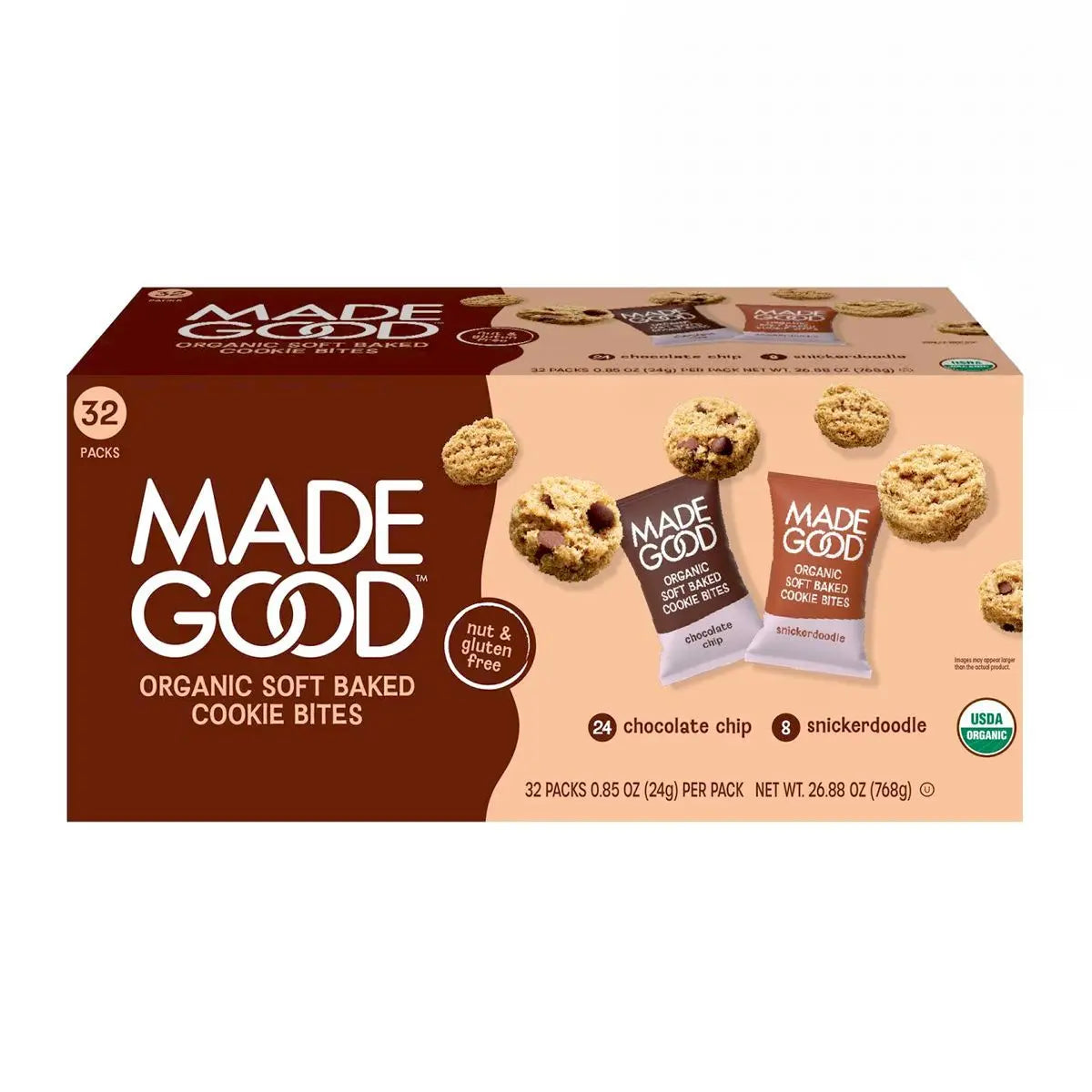 MADE GOOD 有機軟烤曲奇什錦裝 24g x 32包 768g [朱古力碎味 & 肉桂糖味] Cookies 圖1
