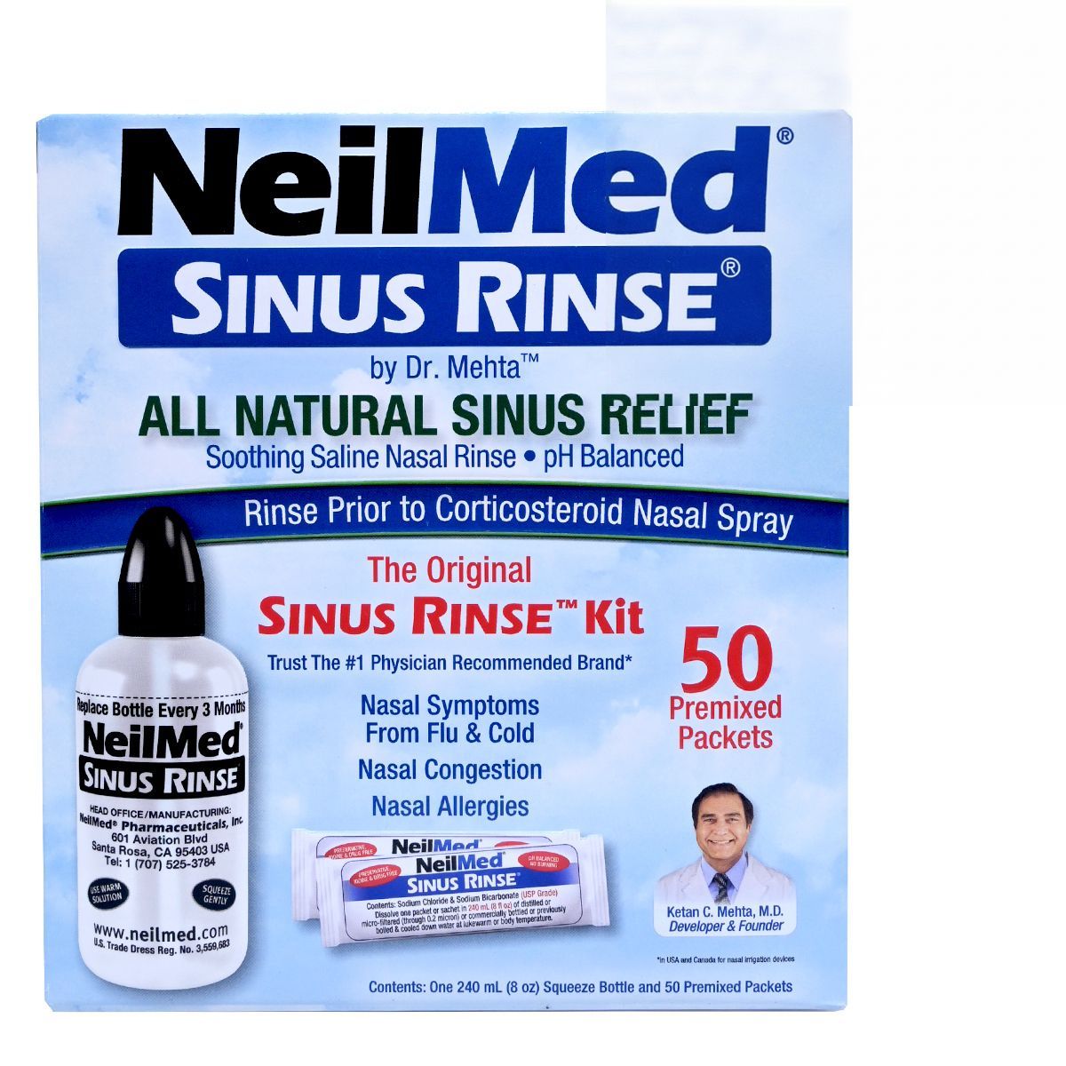 NeilMed 全天然鼻沖洗套裝 [含 50包鹽粉] Health Accessories Ear Nose & Throat Medicine 圖1