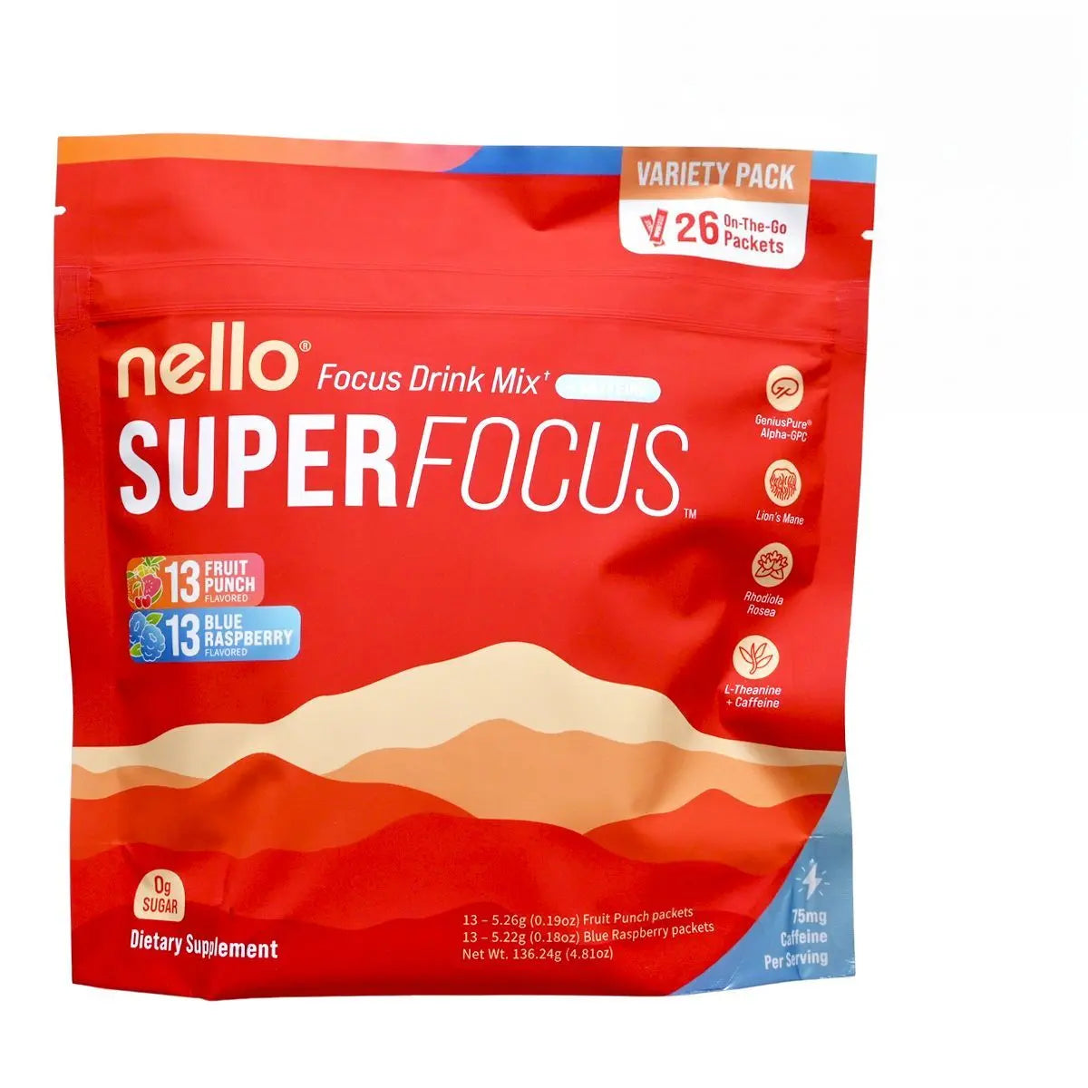 US Import NeoCitriat Nello – Superfocus 促智飲品沖劑 26包 (136.24g） 底 Brain Health Stress, Insomnia & Fatigue 圖1