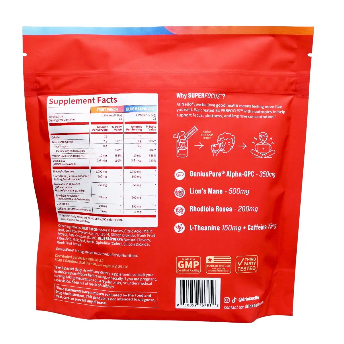 US Import NeoCitriat Nello – Superfocus 促智飲品沖劑 26包 (136.24g） 底 Brain Health Stress, Insomnia & Fatigue 圖4