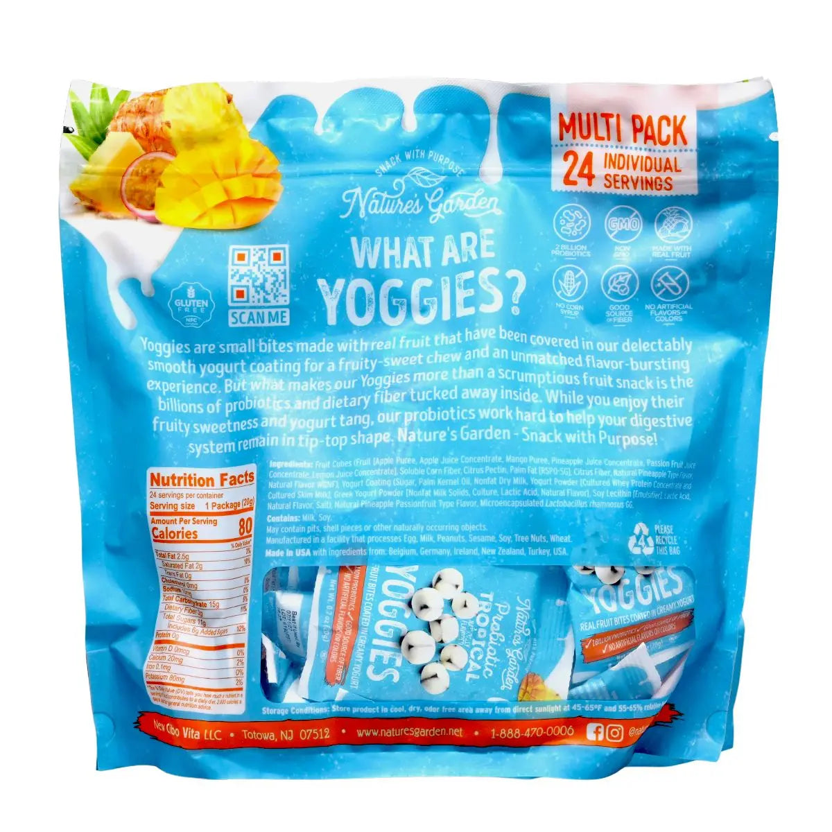 Nature's Garden Yoggies probiotic fruit snacks, 24 individual servings multi-pack.