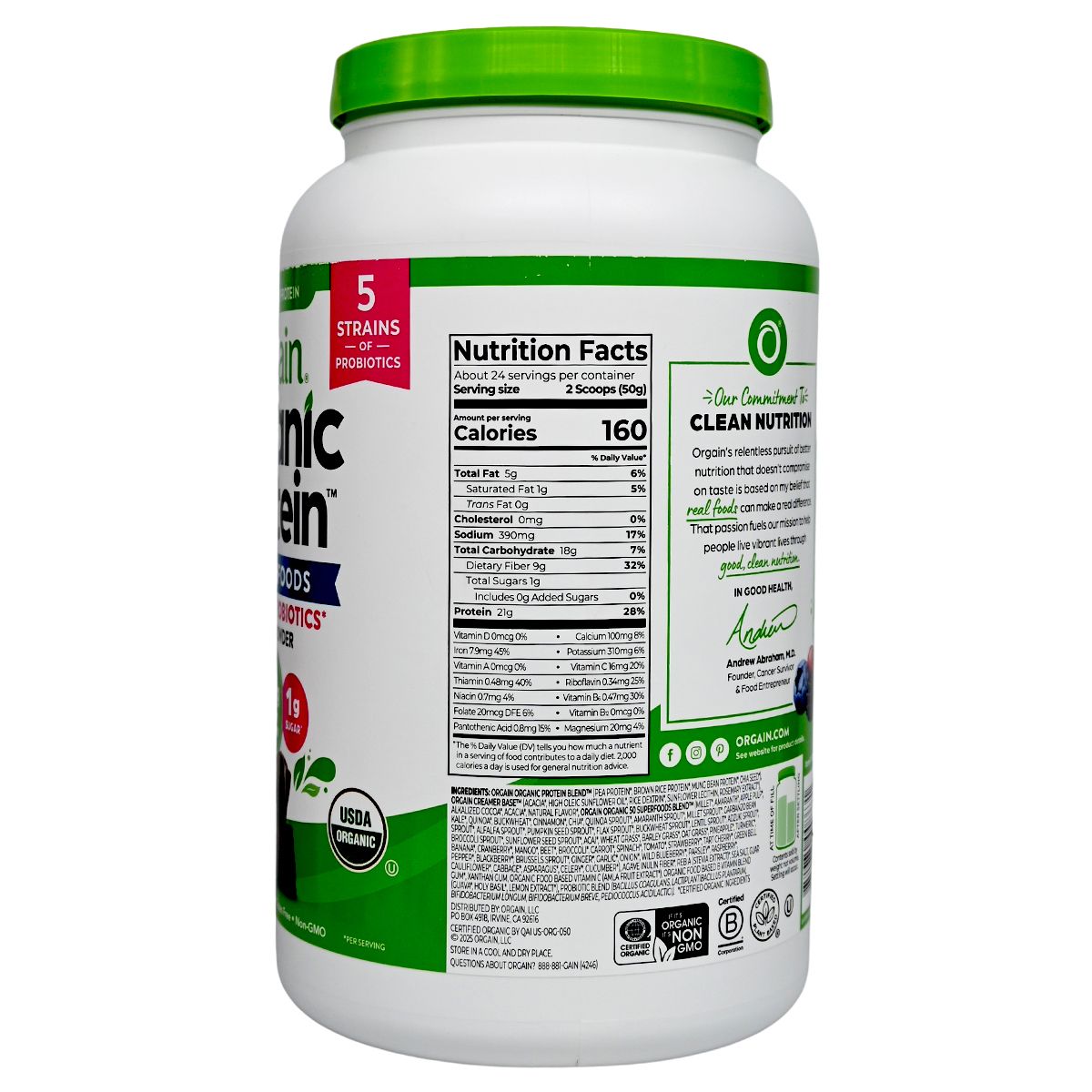 Orgain 有機素食植物蛋白粉 + 50種超級食物 + 益生菌（朱古力味）1.2kg Powder Drinks Protein Powder 圖2