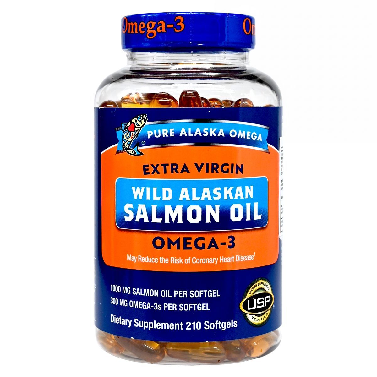 PURE ALASKA OMEGA 100% 天然野生阿拉斯加三文魚油Omega-3 1000mg 210 粒 27年9月底 Immunity Cardiovascular Brain Health 圖1