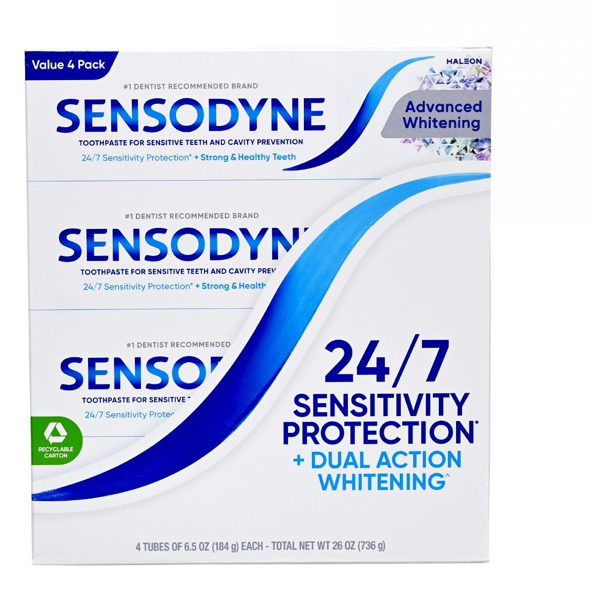 SENSODYNE 強效美白 抗敏牙膏 (24小時抗敏保護) 超值裝 [184g x 4支] Toothbrush Whitening Sensitive 圖1
