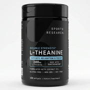 Sports Research Double Strength L-Theanine 200mg dietary supplement softgels bottle
