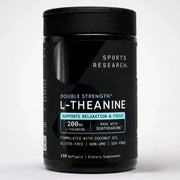 Sports Research Double Strength L-Theanine 200mg dietary supplement softgels bottle