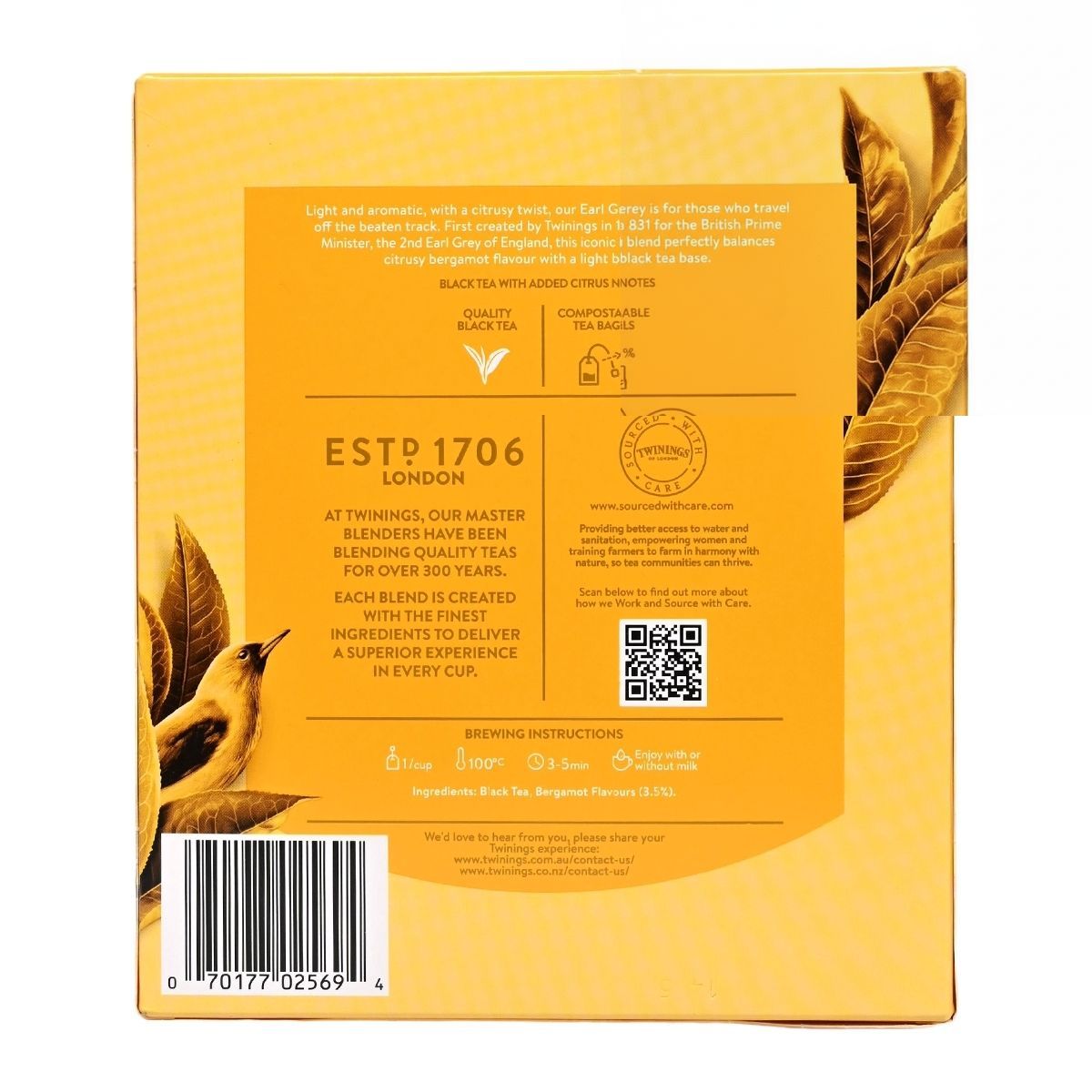 TWININGS 伯爵茶(淡味)100包 200g Black Tea 圖4