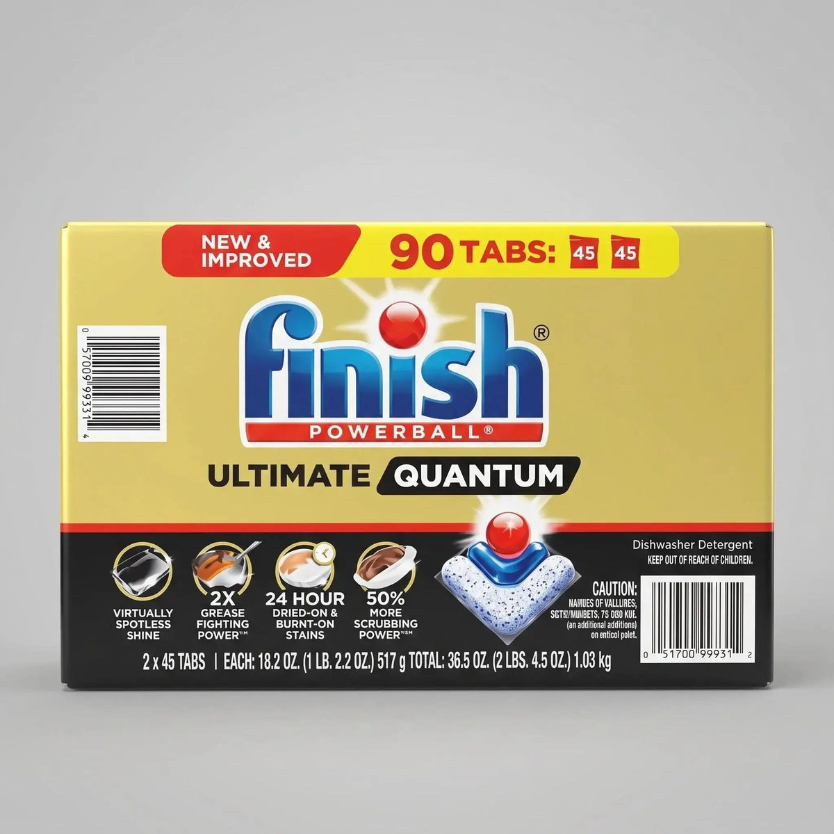 Finish Powerball Ultimate Quantum dishwasher detergent 90 tabs box