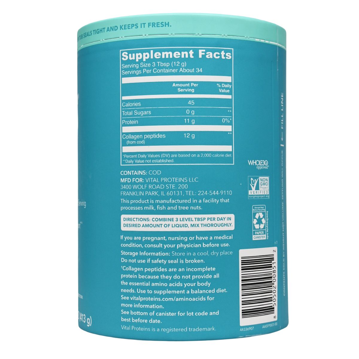 VITAL PROTEINS 海洋膠原蛋白肽粉末補充劑 - 水解膠原蛋白(皮膚/頭髮/指甲/關節)413g 此日期或之前食用 Bones & Joints Women Formula Beauty Supplement 圖2
