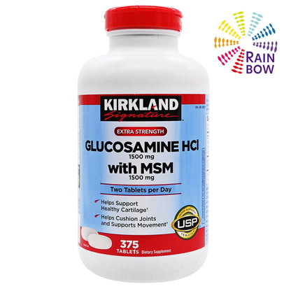 Kirkland Signature - 葡萄糖胺軟骨素 1500mg+ MSM1500mg 關節健康補充劑(375粒)此日期或之前食用：2028年2月底(70381)(平行進口)