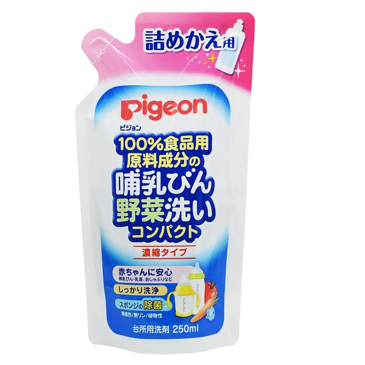 Pigeon - 嬰兒奶瓶食器蔬菜清洗液 - 濃縮補充裝 250 ml (平行進口) (21149) Pigeon