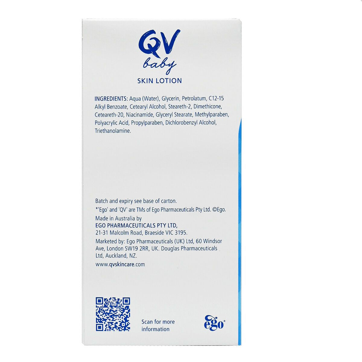 QV - 嬰幼兒 潤膚乳 (含維他命B3) 250g (泵裝) (平行進口)(17995)